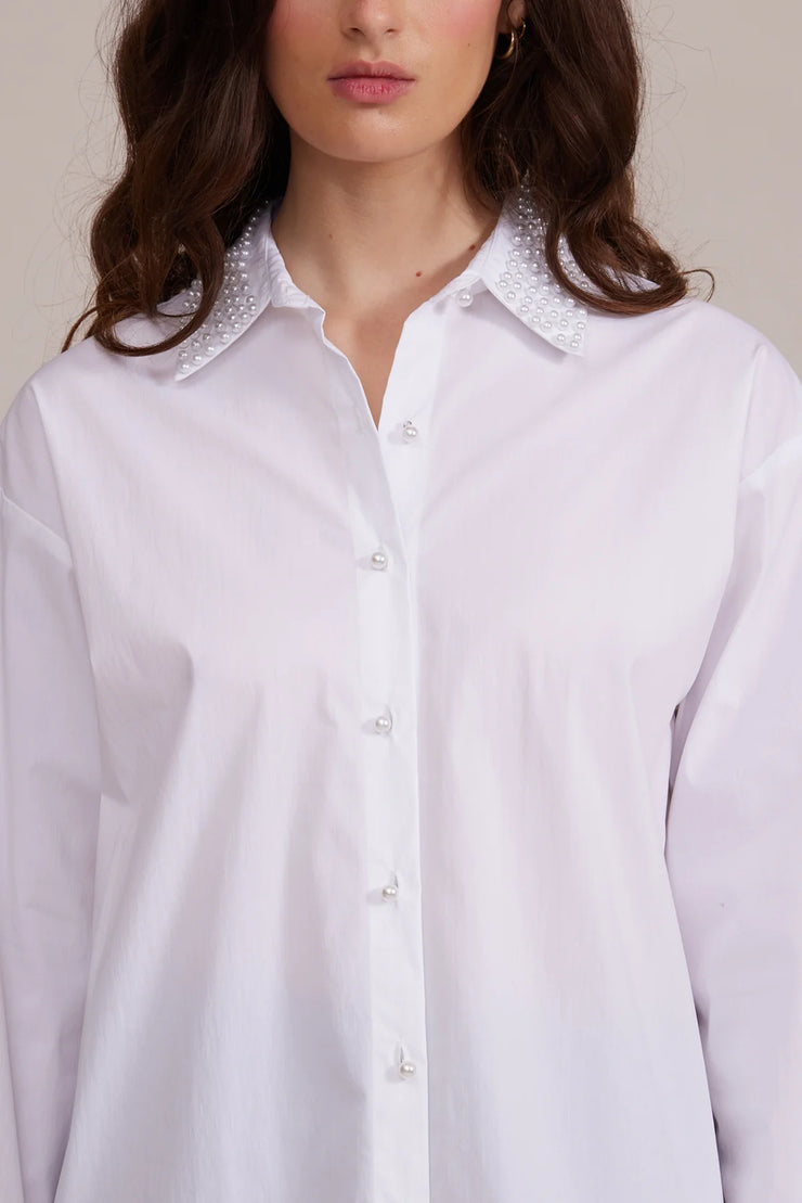 Torin Pearl Button Down Top - White