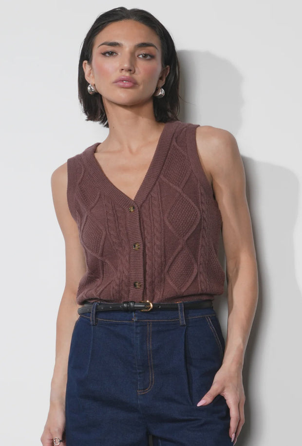 Thomas Cable Knit Top - Brown