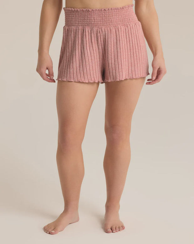 Dawn Smocked Rib Short - Rosebud