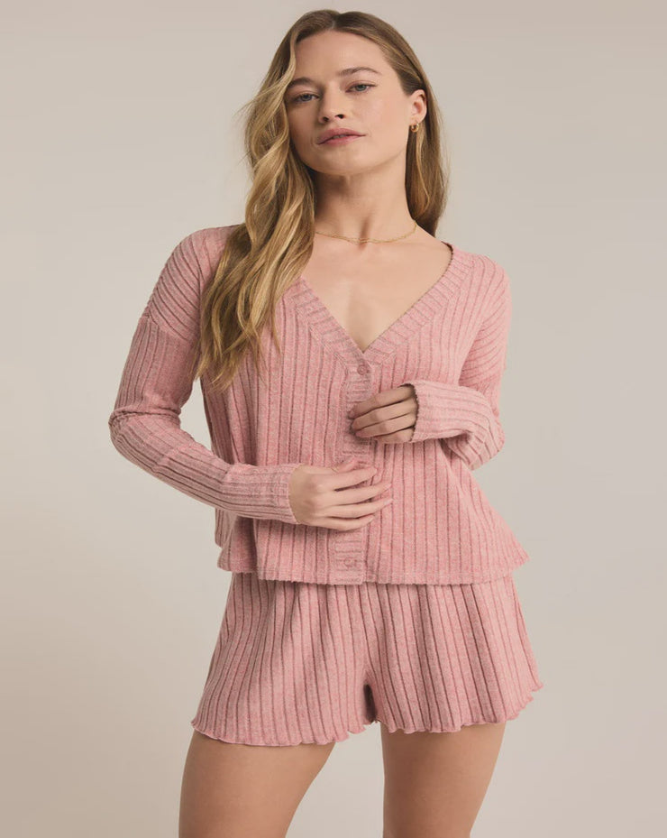 Mara Long Sleeve Cardigan Top - Rosebud