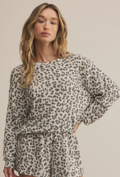 Leopard Luxe Long Sleeve Top - Champagne