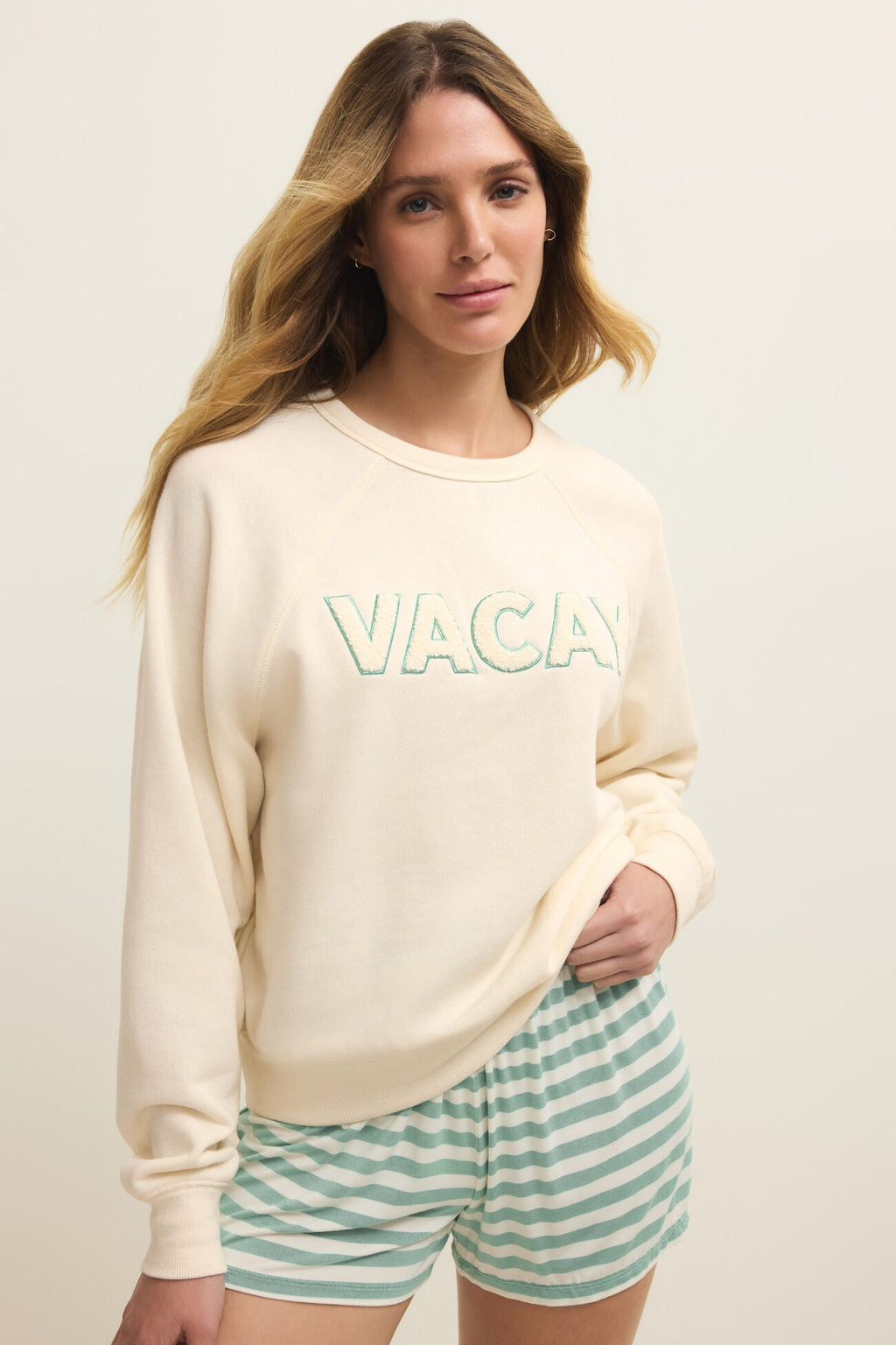 Vacay Fleece Sweatshirt - Vanilla Ice