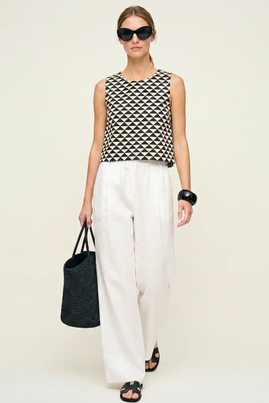 Agatha Chic Sleeveless Top - Black Retro