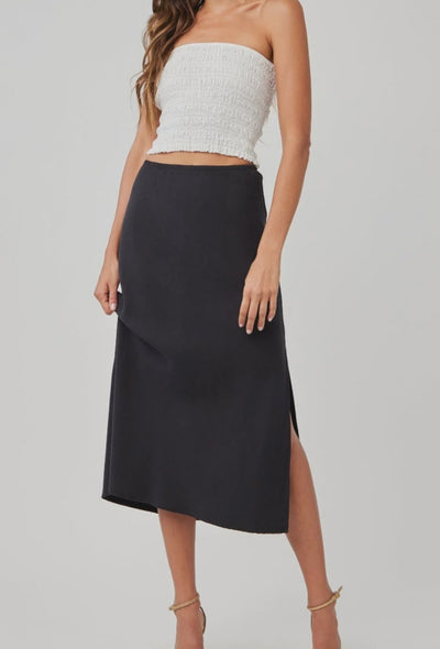 Amara Side Slit Bias Skirt - Black