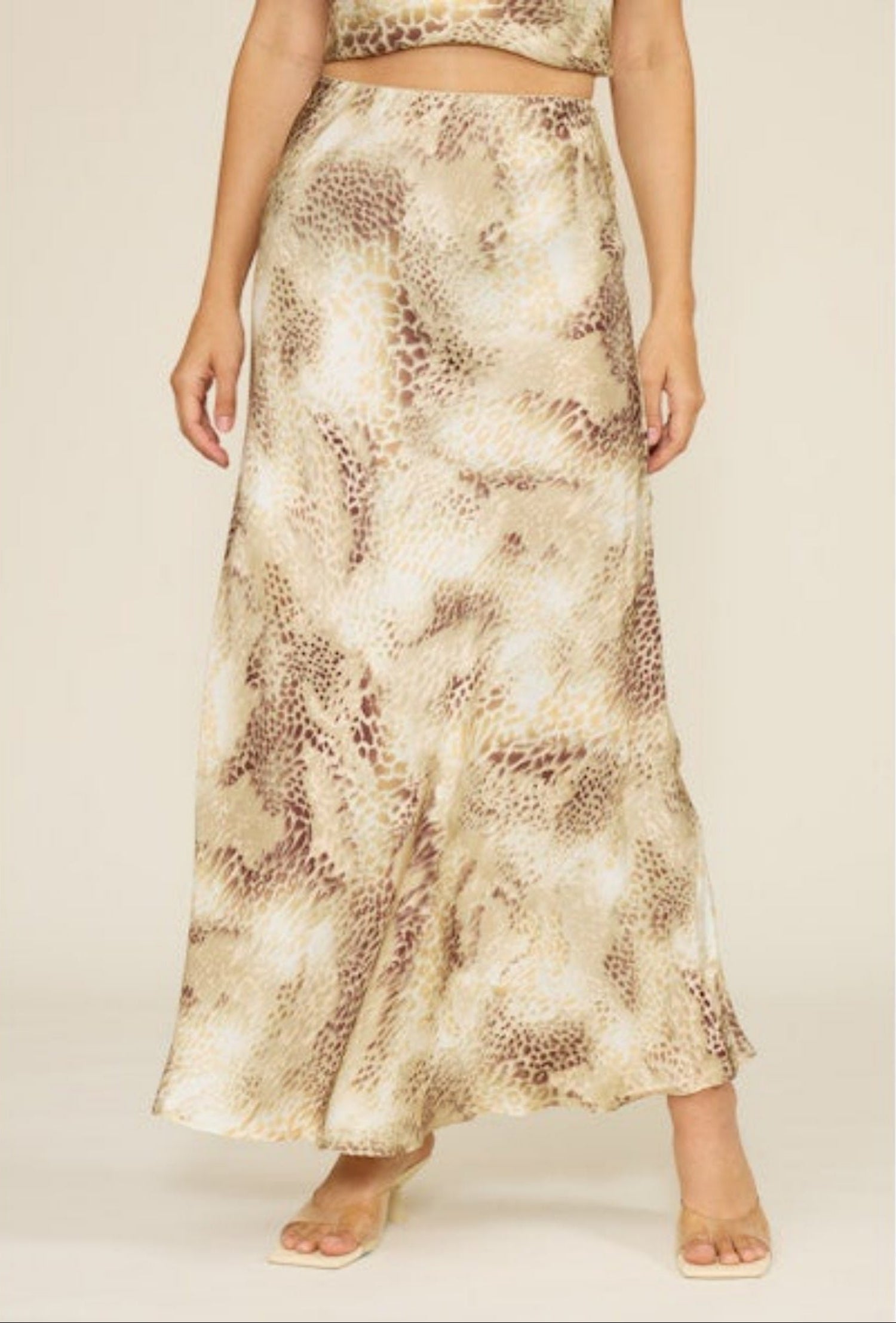 Artie Maxi Skirt - Beige Snake