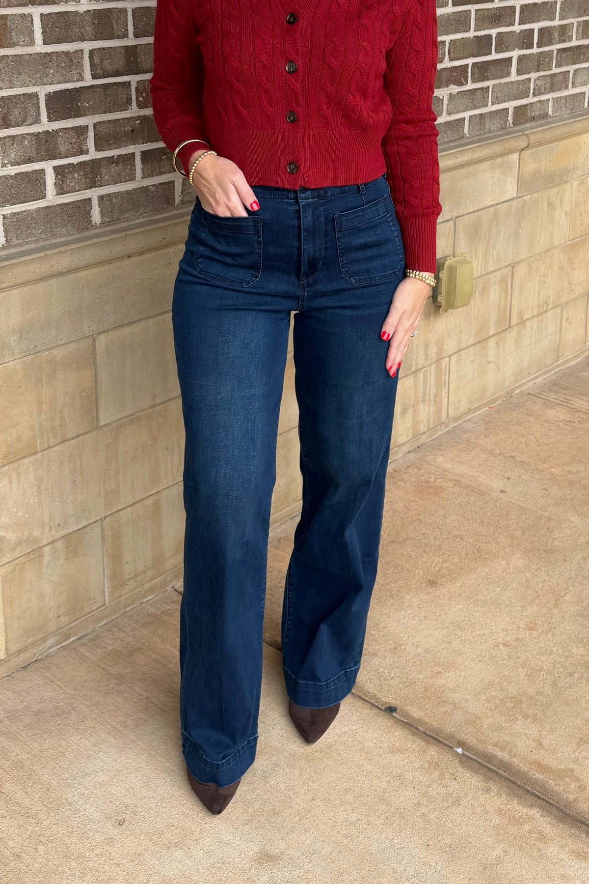 Audrey High Rise Wide Leg 30" Jean - Roselle