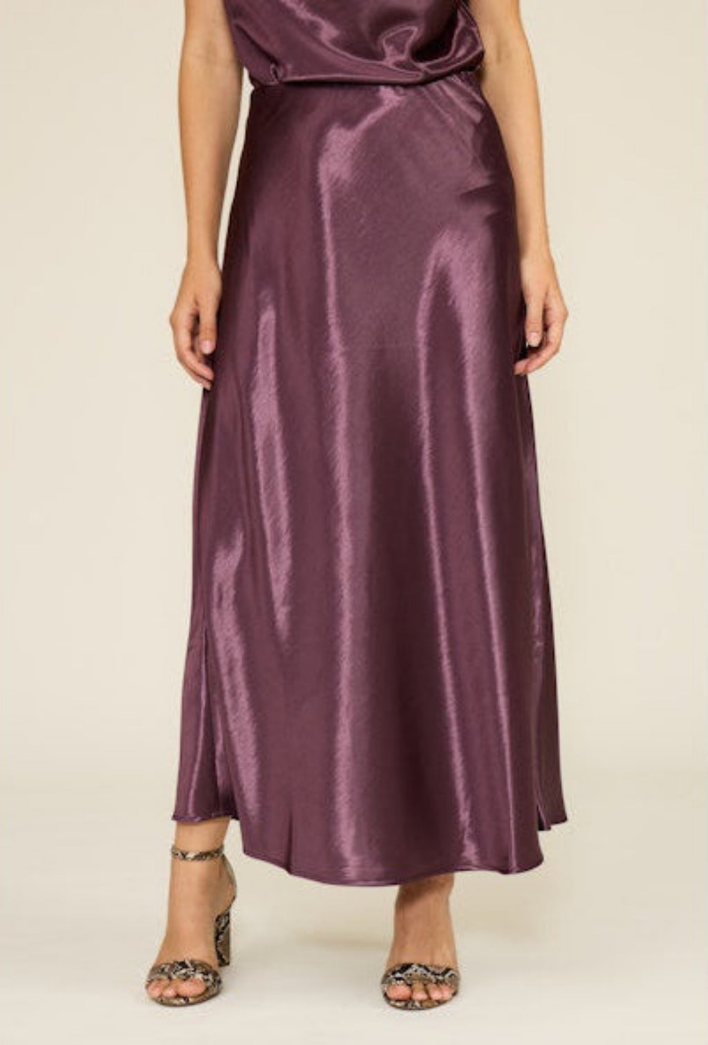 Barbara Satin Skirt - Plum