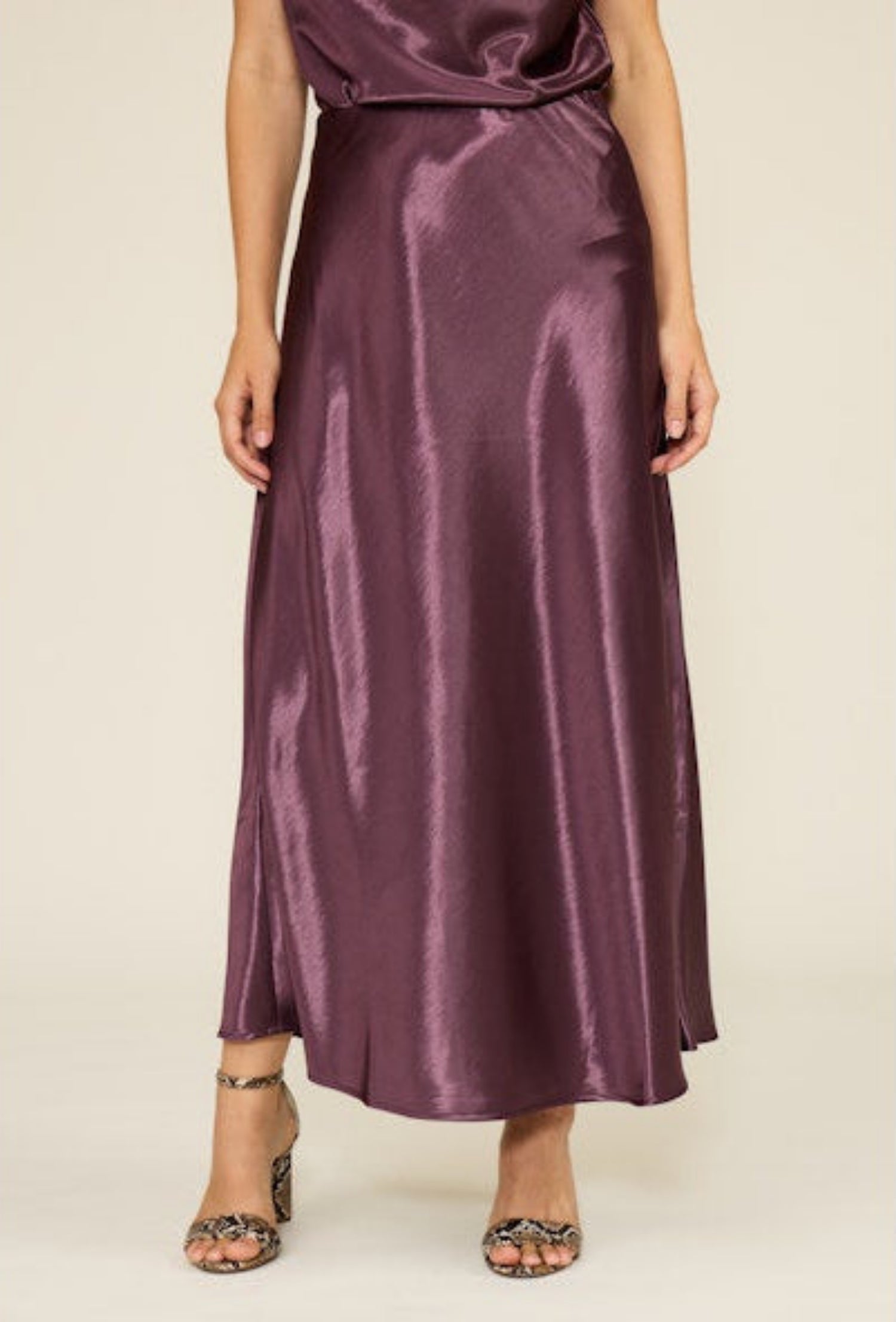 Barbara Satin Skirt - Plum