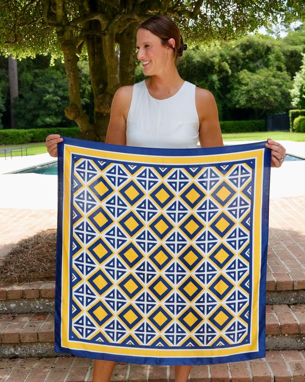 Barrett Tile Scarf - Large - Navy / Gold