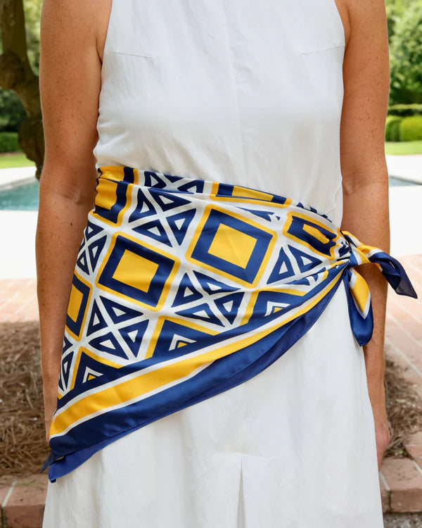 Barrett Tile Scarf - Large - Navy / Gold