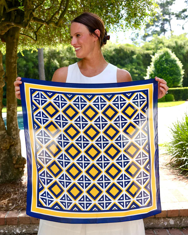 Barrett Tile Scarf - Medium - Navy / Gold