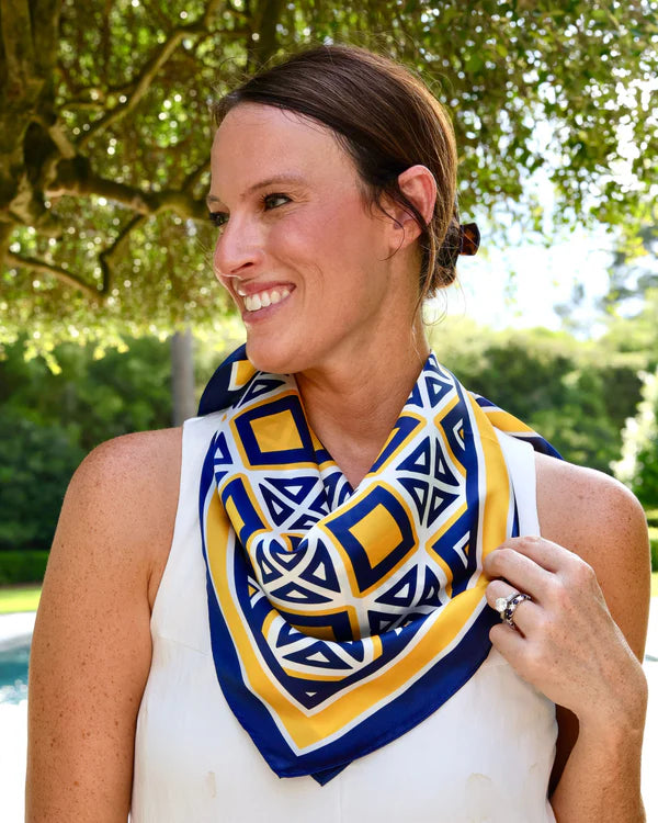 Barrett Tile Scarf - Medium - Navy / Gold