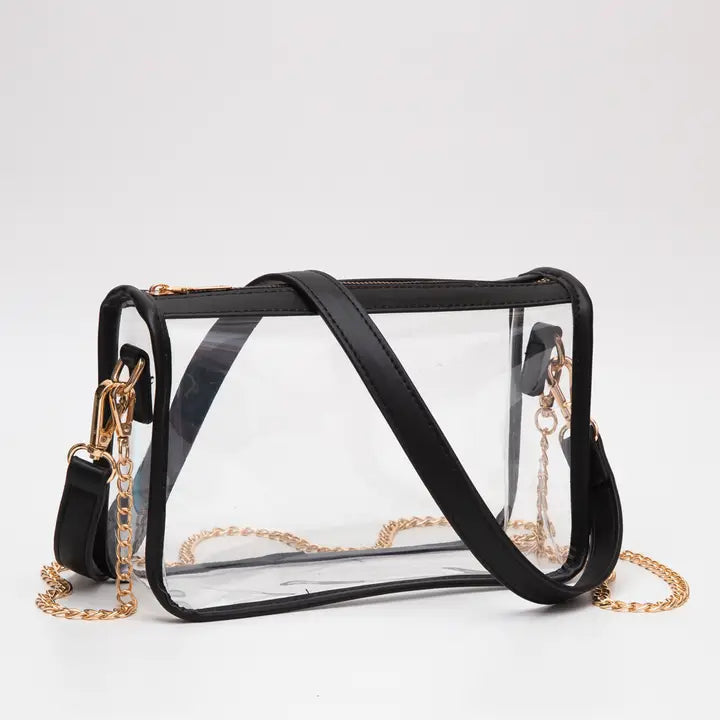 Game Day Stadium Clear Rectangle Crossbody Bag - Black