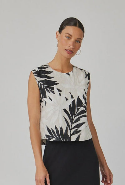 Boxy Button Back Top - Maui Palm