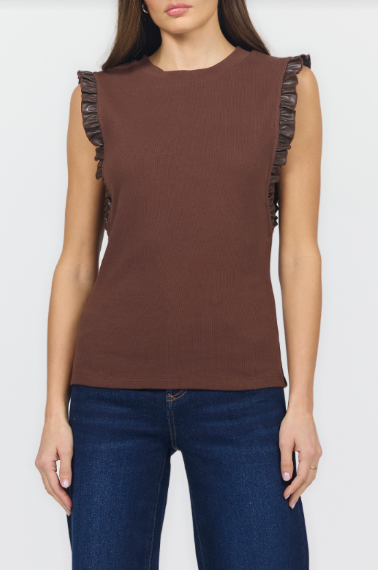Bridget Ruffle Detail Tank - Shaved Chocolate