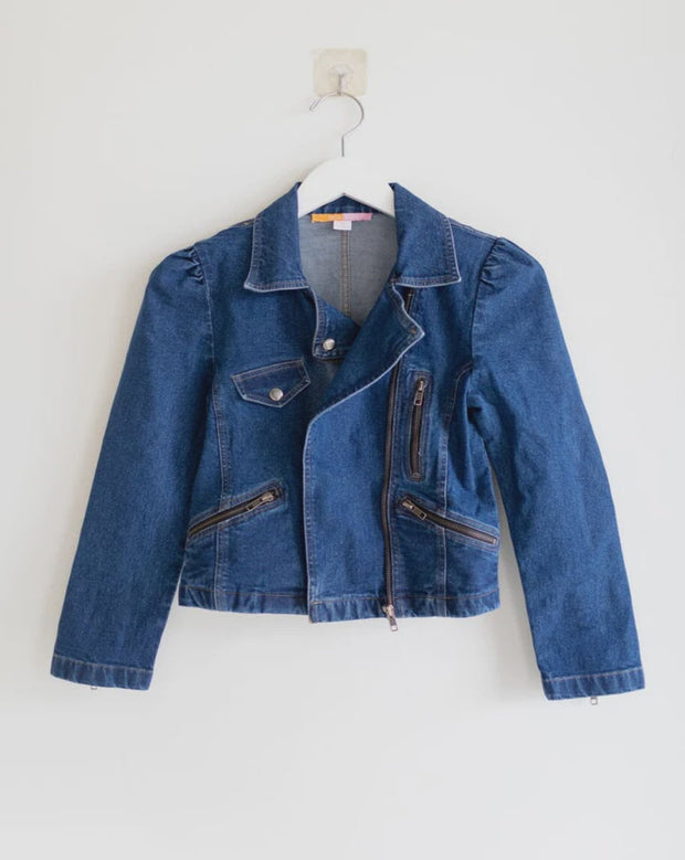 Moto Denim Jacket - Blue