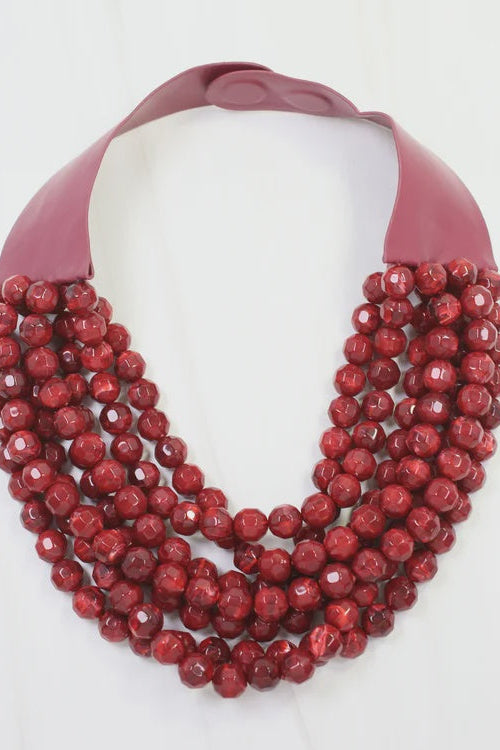 Cadence Multi Layered Beaded Necklace - Garnet