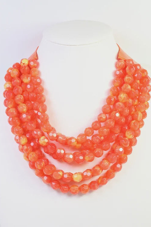 Cadence Multi Layered Beaded Necklace - Orange