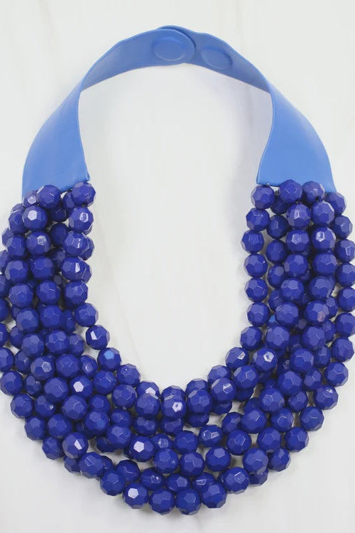 Cadence Layered Beaded Necklace -  Royal Blue