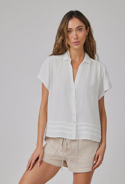 Pintuck Button Down - White