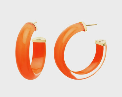 1.5" Small Orange Illusion Hoop Earrings