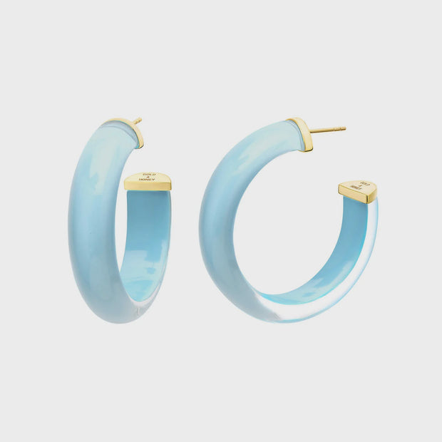 1.5" Small Ice Blue Illusion Hoop Earrings