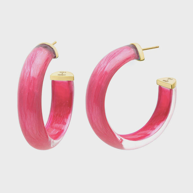 2" Medium Illusion Hoop Earrings - Pearl Pink