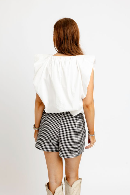 Check Wrap Skort - Black
