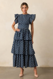 Chelsea Maxi Dress - Navy Polka Dot