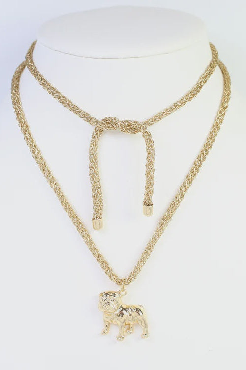 Corie Cord Necklace Standing Dog Gold