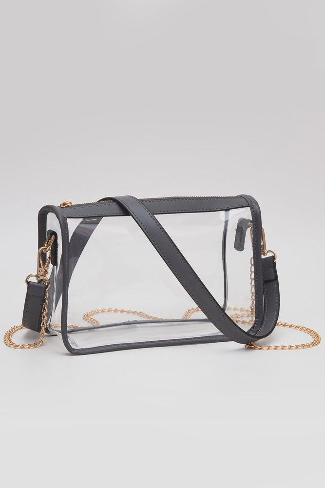 Game Day Stadium Clear Rectangle Crossbody Bag - Gray
