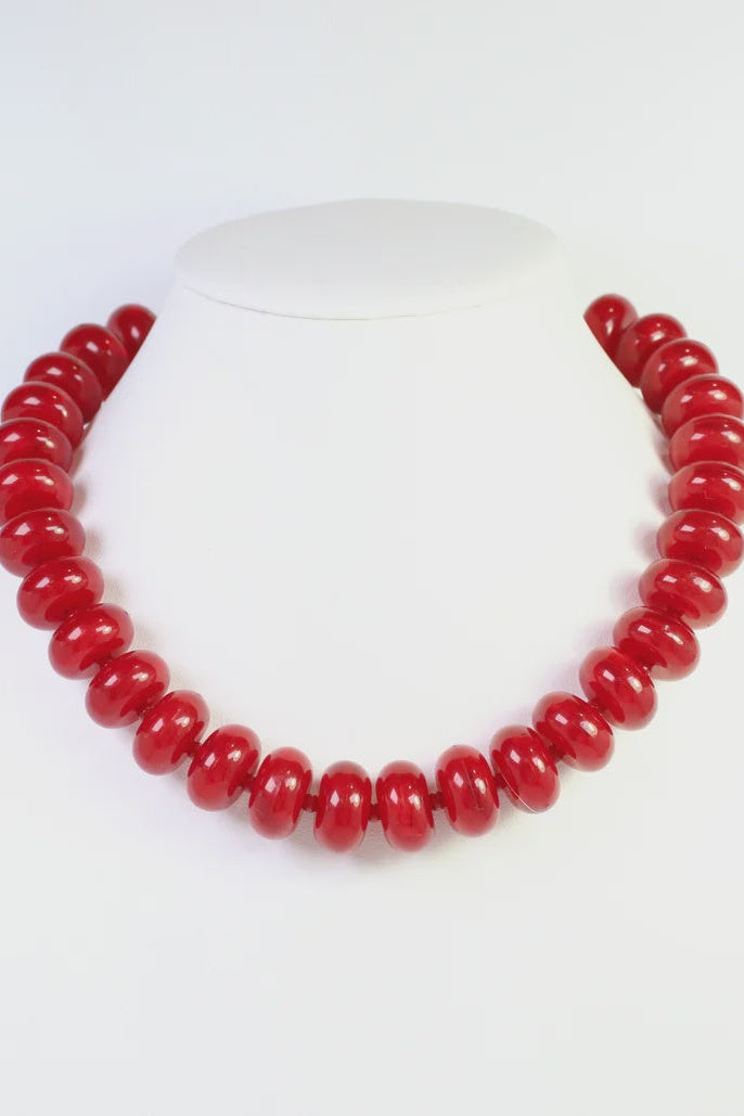 Davis Beaded Necklace - Red