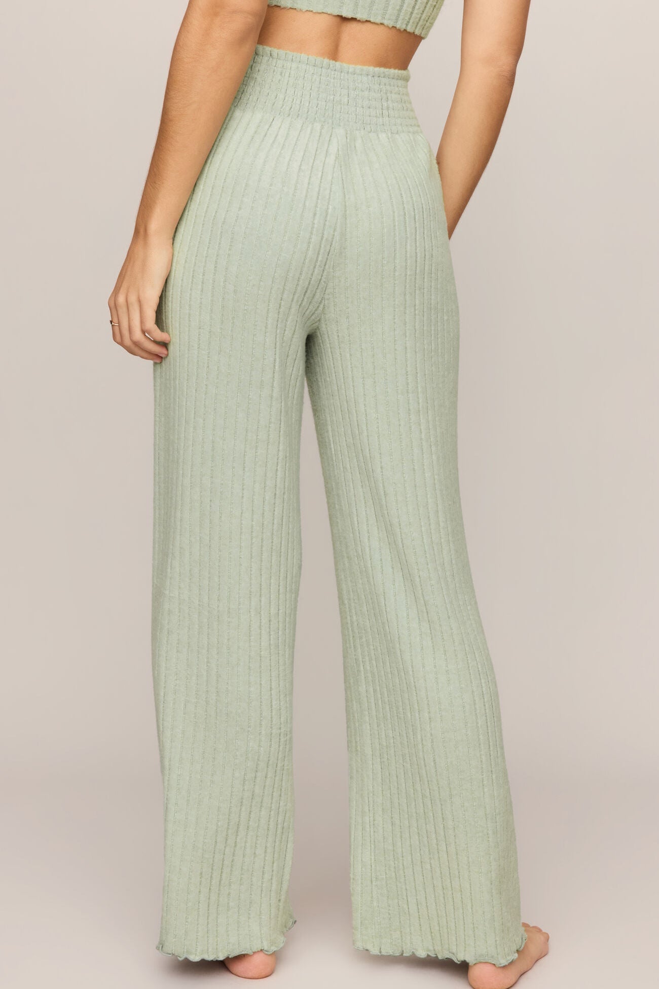 Dawn Smocked Rib Pant - Aqua Cloud