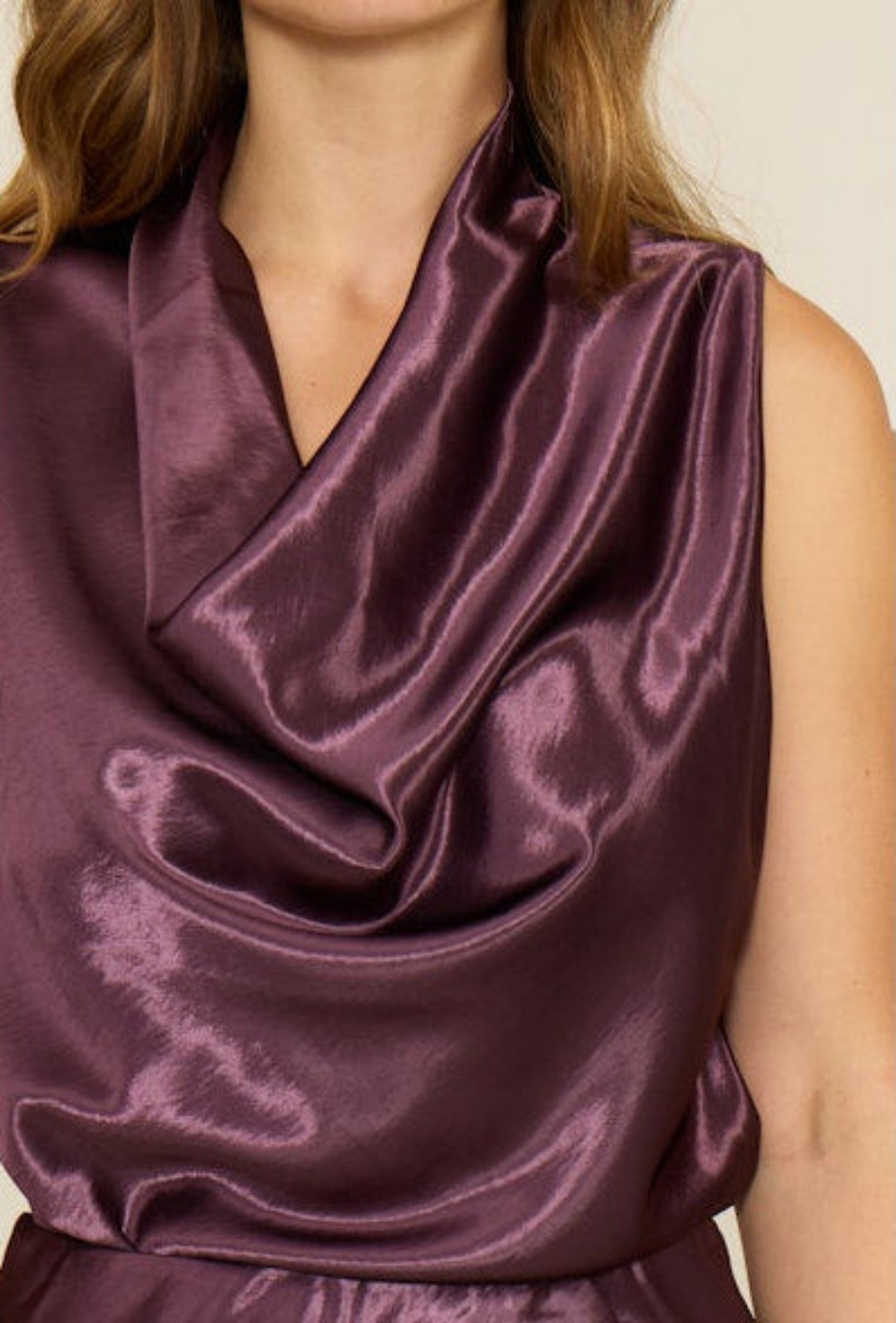 Dorothy Satin Top - Plum