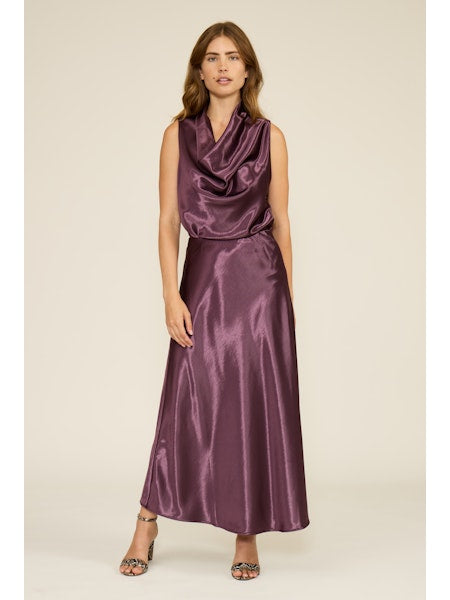 Barbara Satin Skirt - Plum