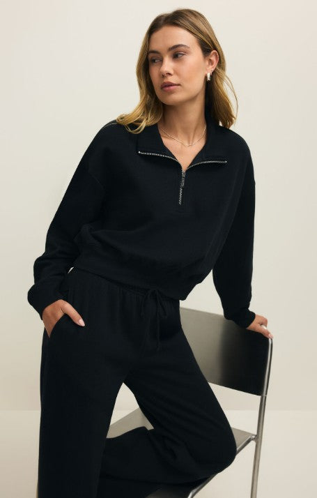 Downtown Half Zip Sweatshirt - Black
