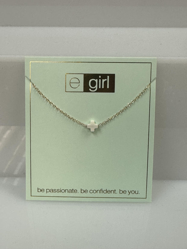 egirl 14" Necklace Gold - Signature Cross Small Off-White