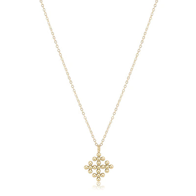 16" Necklace Gold - Classic Beaded Signature Cross Encompass Gold Charm