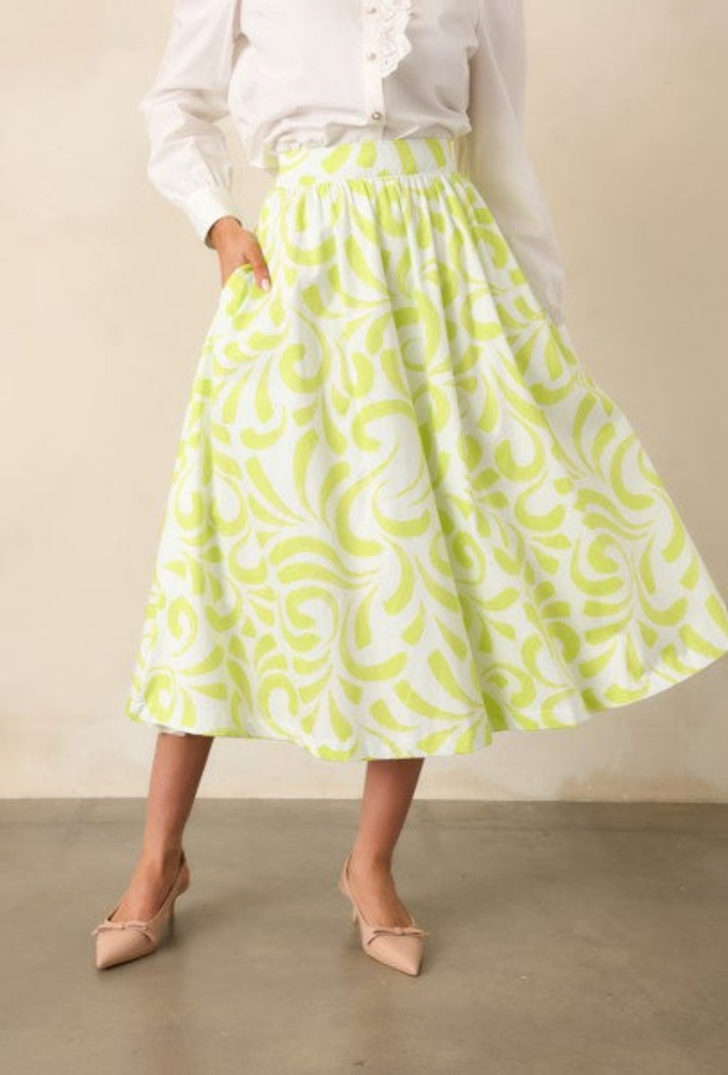 Erica Midi Skirt - Brush Strokes Print