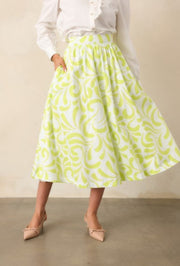 Erica Midi Skirt - Brush Strokes Print