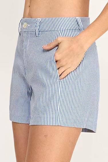 Evie Side Welt Short - French Blue Stripe