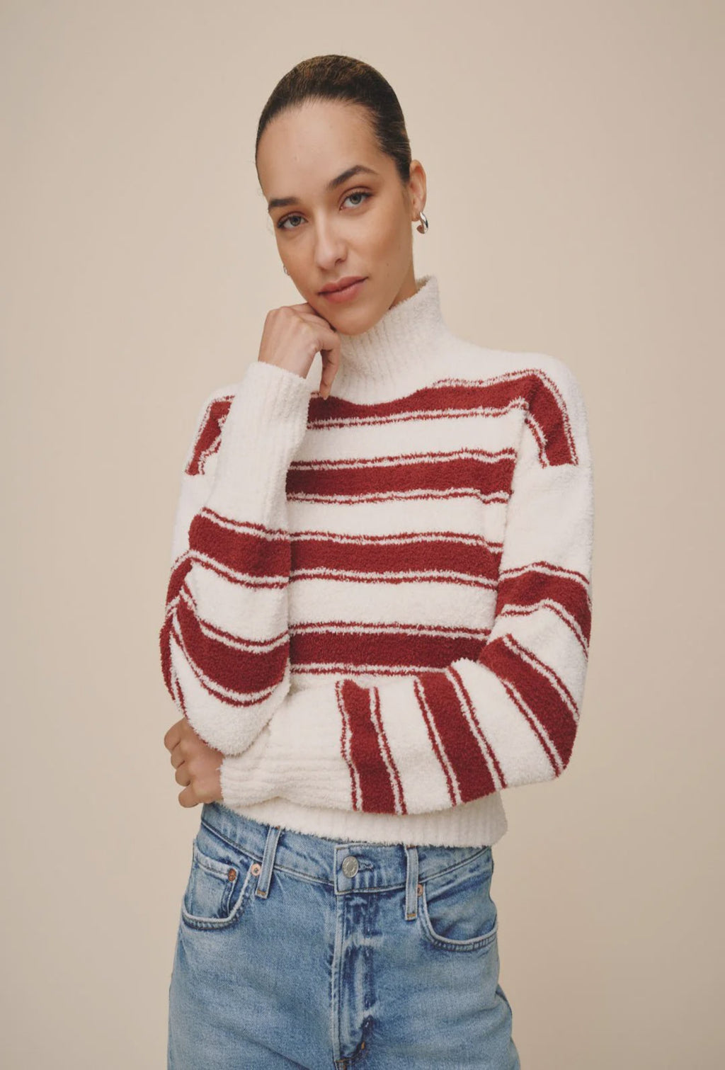 Fitted Waist Striped Sweater - Peppermint