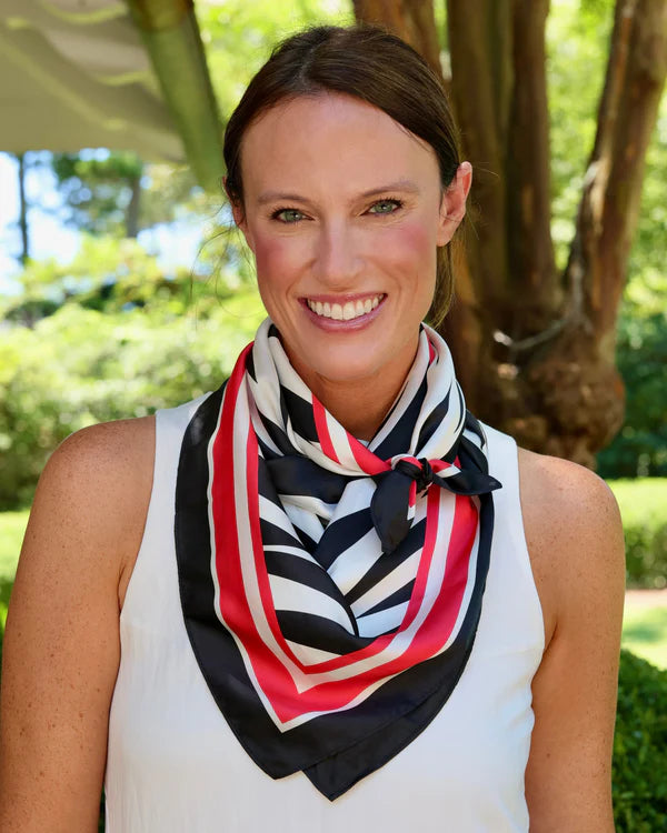 Harper Striped Scarf - Large - Red / Black