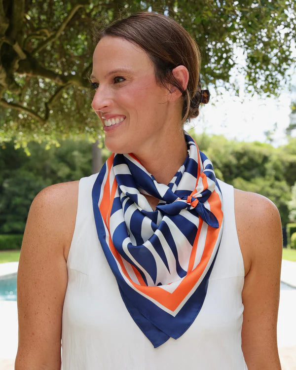 Harper Striped Scarf - Large - Navy / Orange