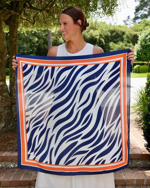 Harper Striped Scarf - Large - Navy / Orange