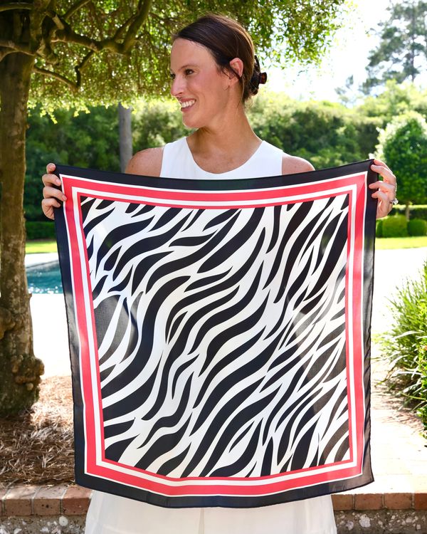 Harper Striped Scarf - Medium - Red / Black