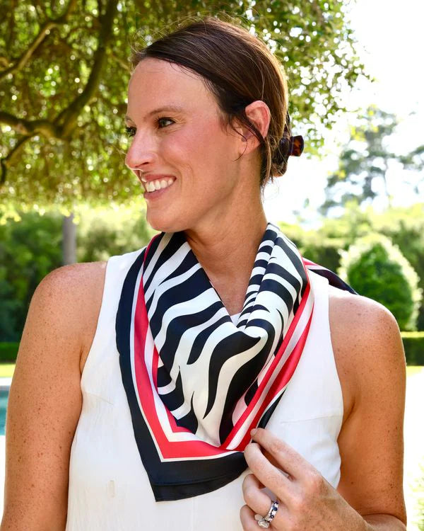 Harper Striped Scarf - Medium - Red / Black