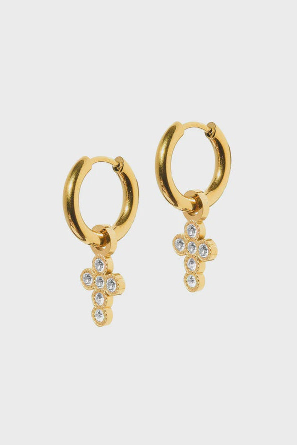 Huggie Charm Earrings - Esther Cross Clear