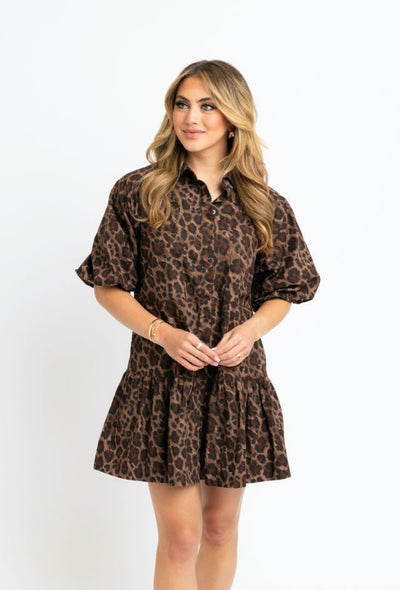 Ana Leopard Pocket Dress - Brown