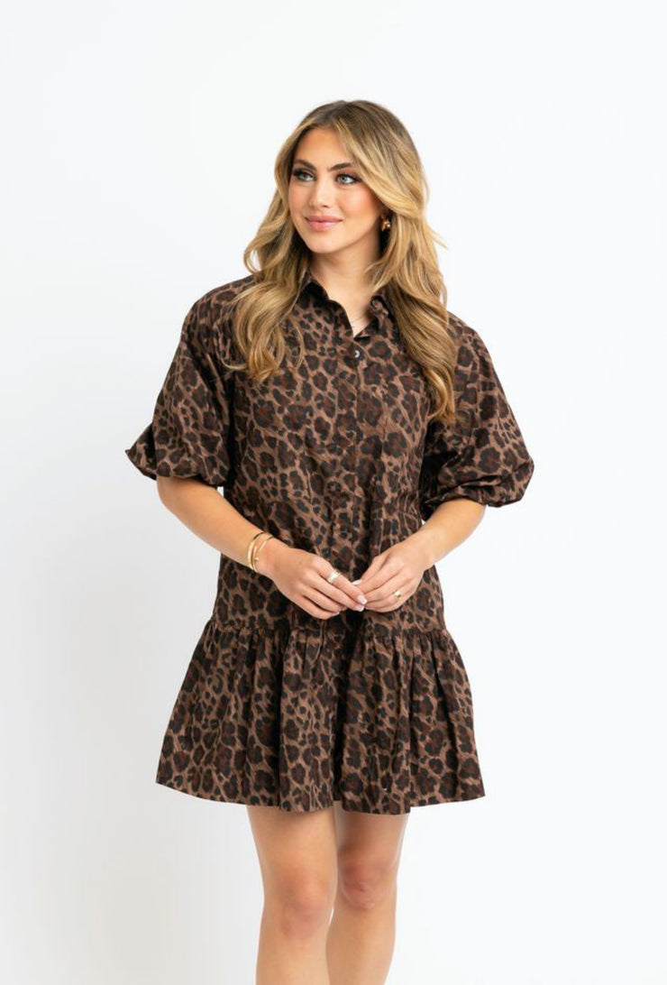 Ana Leopard Pocket Dress - Brown
